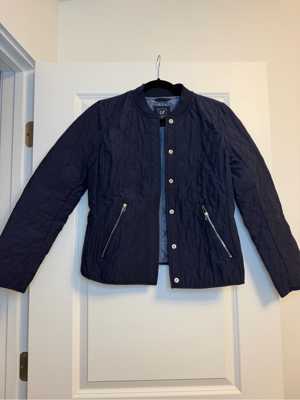 GAP Navy Quilted Puffer Jacket with Zip Pockets